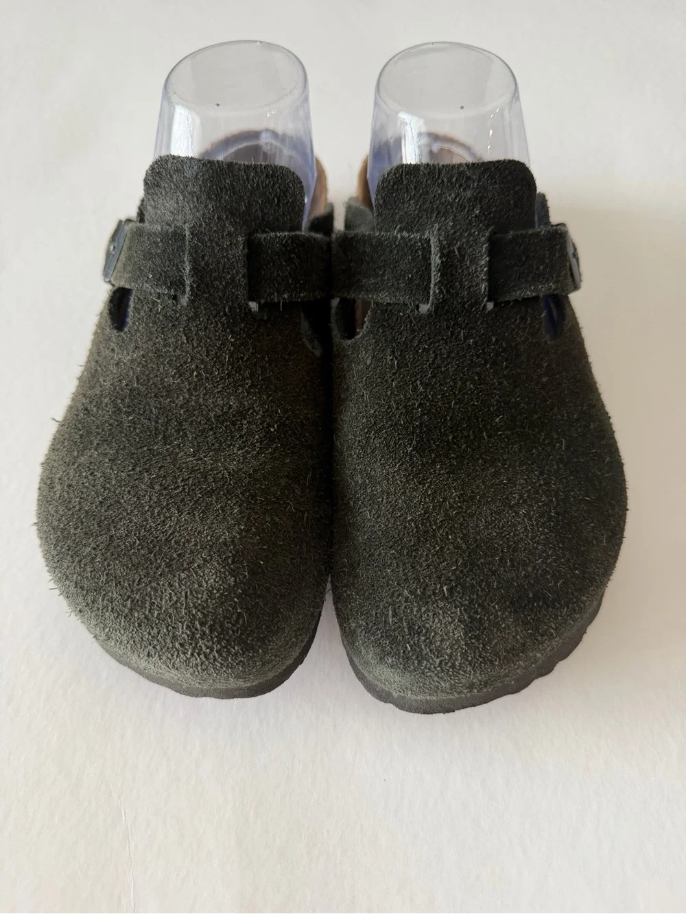 Birkenstock Olive Gray Suede Boston Clogs